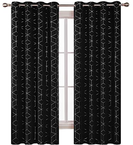 Deconovo Kälteschutzvorhang für Schlafzimmer Blickdichte Gardinen Vorhang für Wohnzimmer, 183x140 cm(HöhexBreite), Schwarz, 2er Set