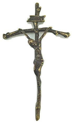 artigianatodaloise - Wandkreuz aus antikem Messing Papa Giovanni Paolo II - Kreuz 5