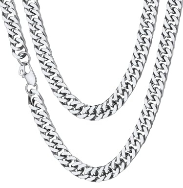 ChainsHouse Chaine Homme Acier Inoxydable Collier Gros Maillon Cubain Gourmette Massif Ras de Cou Punk Hip Hop-46 cm 10mm Bijoux Cadeau Noël Mariage Anniversaire Saint Valentin