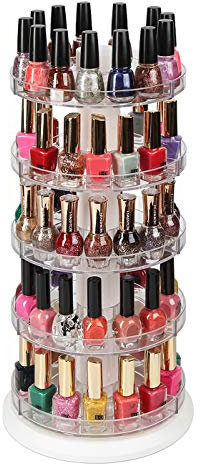 J JACKCUBE DESIGN Soporte giratorio de acrílico para esmalte de uñas, estante giratorio con capacidad para 115 – 195 botellas, organizador de almacenamiento de 5 niveles para esmalte de uñas,