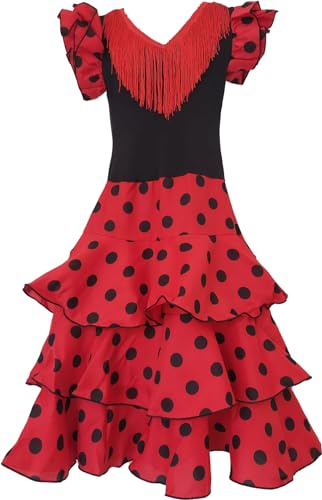 Flamifeel Flamenco Kleid, Rot mit schwarzen Punkten