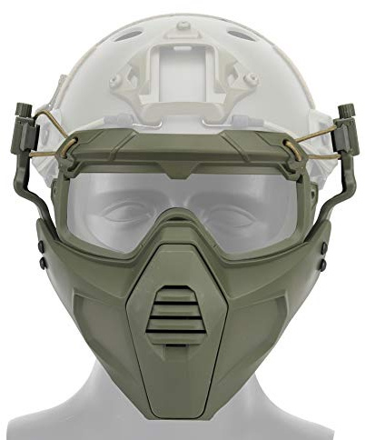 Masque tactique militaire et lunettes de protection pour le visage détachable pour l'airsoft, le paintball, le ski