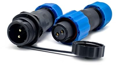 Elecbee SP13 Series Aviation Waterproof Connector, Industrial Aviation Plug Socket Circular Cable Connector IP68 Female Plug Male Socket in Line Type One Pair 2 Pin Connector with Waterproof Cover