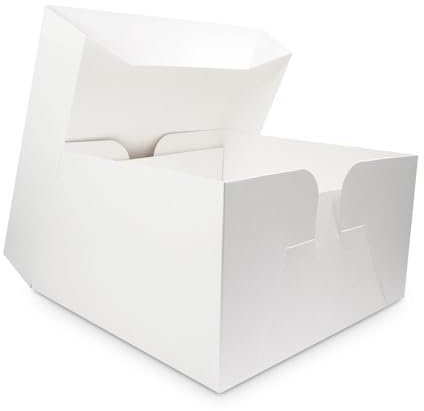 LARRYROO Pack of 5 x White Square Cake Boxes - Perfect for Transporting your Cakes! (12 Inch)