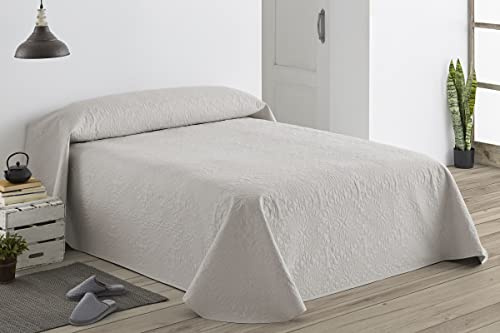 Easycosy – Colcha Acolchada Estampada Floral, Talla 190 x 270. Marfil/Beige - Parte Superior Decorativa Ligera y Reversible.