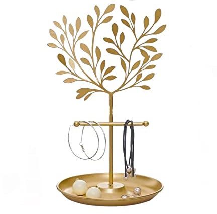 MISNODE Présentoir à bijoux en métal doré - Organiseur de bijoux rétro - Tour à bijoux - Cadeau pour femmes et filles