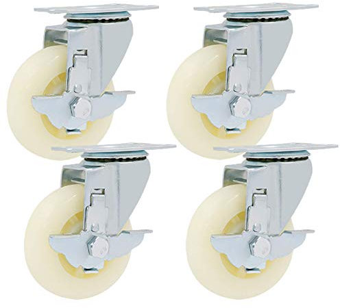 DREANNI Caster Räder, Hochleistungsverriegelungsrollen Mit Bremse, 360 Grad Ohne Lärm Industrie -Drehplattenrennen, Ersatzrad Für Möbelwagen Workbench Trolley, Packung Von 4 (75 Mm/3 Zoll)/125Mm/5In