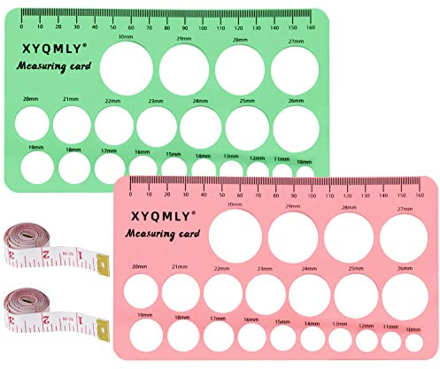 4 Pcs Silicone Rulers Set for Flange Sizing Measurement Tool, Measuring Card Template, Pink/Green