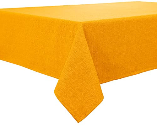 BALCONY & FALCON Eckig Wasserdicht Tischdecke Leinenoptik abwaschbar Tischtuch Leinen Tischläufer Tischwäsche Eckig, 90 × 90 cm, Goldgelb