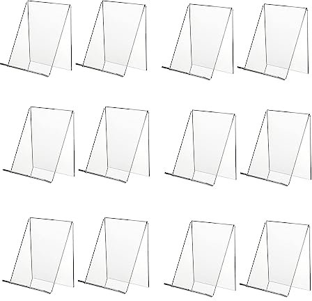 Transparent Acryl Buchaufsteller, Acryl Buchstütze, Plastik Buchstütze Aufsteller, 19 * 12 * 11cm,Einfach und übersichtlich für die Präsentation von Büchern und Bilderbüchern (12 Stück)