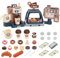 deAO Pretend Kitchen Play Store Coffee Playset Kids Coffee Maker Play Set Dessert Shopping with Coffee Machine Cash Registers Toy Great Pre-School Gift for Toddlers Boys & Girls Age 3 4 5 6 7 8 9
