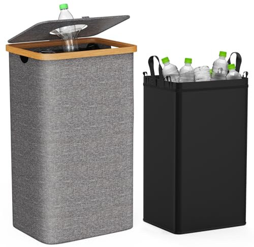 HassoKon Recycling Bin for Kitchen Home, Separate Recycling Waste Bags,100L Recyclable Waste Trash Sorting Organizer for Collecting Empties and Glass Waste,Deposit Bottles,Reusable Waterproof