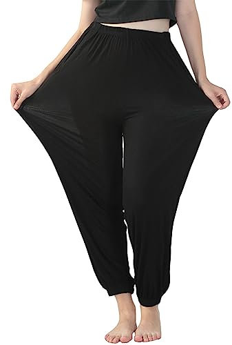 Pantalones de esquí para mujer con goma elástica para mujer, pantalones de talla grande, pantalones lisos, informales, sueltos, holgados, con bolsillos, para yoga, danza, deportes, ropa de casa, parte
