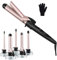 GINTOGE Hair Curler-5 in 1 Curling Tongs Curling Iron with PTC Ceramic Barrels and Heat Insulated Tip - Curling Wand, Adjustable Temperature, Heat Resistant Glove Hair Styling Tool