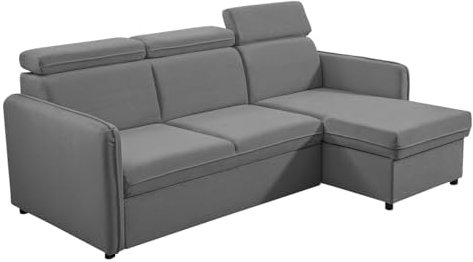 Mirjan24 Ecksofa Brulpin Mini, Eckcouch mit Verstellbare Kopfstütze, Schlaffunktion und Bettkasten, Ottomane Universal, Sofa L-Form Couch, Schlafsofa Bettsofa (Enjoy New 21)