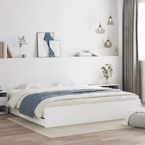 Homgoday Bett mit Schubladen Schubladenbett Holzbett Stauraumbett Bettgestell Bettrahmen Bett Einzelbett Doppelbett Gästebett Schlafzimmerbett Weiß 180x200 cm Holzwerkstoff