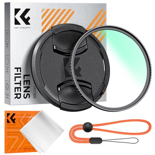 K&F CONCEPT 62mm UV Filter Ultraviolet Lens Protection Cap Cleaning Cloth | Multi-Coated Japan Optical Glass, Reduce Glare, No Vignetting, Easy to Clean, Nano-K Series FV301