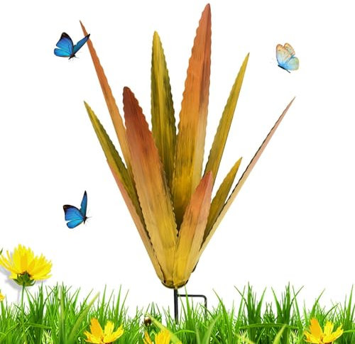 Escultura rústica de tequila, planta de agave de metal, decoración artística de jardín, jardín, simulación de plantas verdes, figuras de agave de metal grande, adornos de césped al aire libre, estacas