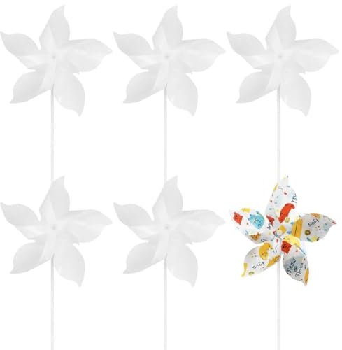 ZUYYON Lot de 6 moulins à vent vierges double face en plastique pour transfert de chaleur pour jardin, terrasse, pelouse, pique-nique, décoration de fête