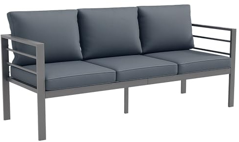 Outsunny Canapé de Jardin 3 Places canapé extérieur en Aluminium avec Coussins d'assise et Dossier - 185L x 66l x 64H cm
