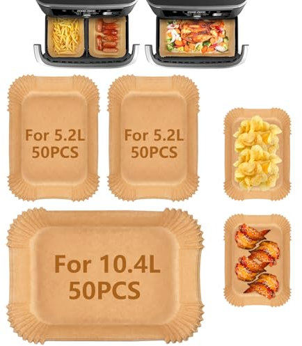 TNOMSNO 150 Pièces Papier Cuisson Air Fryer Ninja 10.4L, Papier Cuisson pour Ninja Foodi Flex Air Fryer AF500EU