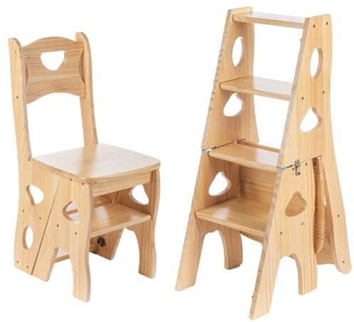 4 Tier Lightweight Portable Ladder Chair - Folding Step Ladder for Home Stool and Storage Shelf - Convertible Display Stand with Secure Locking Mechanism