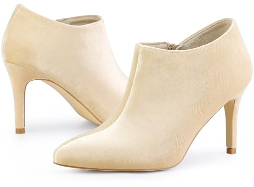 Perphy Faux Velvet Stiletto Heels Ankle Booties for Women Nude 5.5 UK/Label Size 7.5 US
