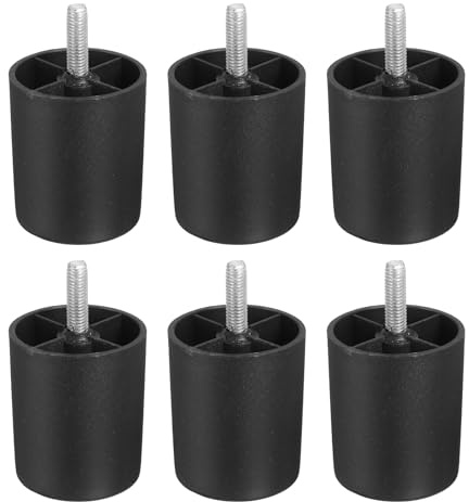 sourcing map 6 Pcs M10 x 2.4 x 2 Inch Furniture Legs, Plastic Sofa Couch Legs Tapered Replacement Legs Tapered Feet for Chair Sofa Dresser Cabinets Bed, Black