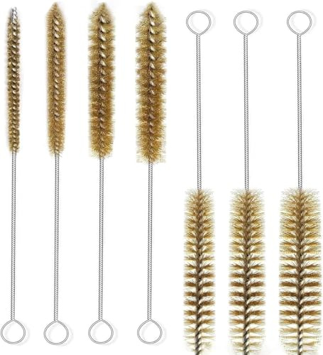 7 Stück Kleine Reinigungsbürste Flaschenbürste Strohhalm Bürste Messing Rohrbürste Pfeifenreiniger Schlauchbürste für Kaffeevollautomat Teekanne Düse