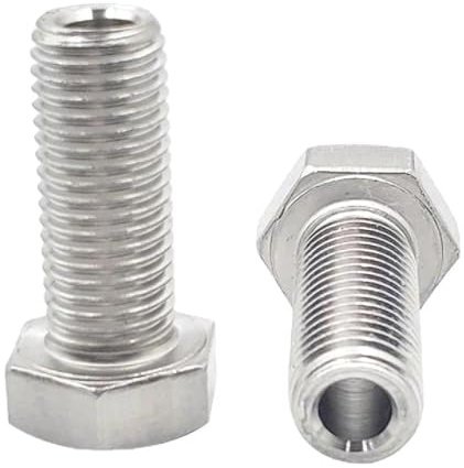 Tornillo hueco M5/M6/M8/M10/M12/M14/M16/M20 Perno hexagonal exterior de acero inoxidable Rosca de máquina Tornillo de orificio pasante 2 piezas, 2 piezas, M5x12x2,5mm