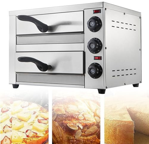 Hydravex Double Tier Pizza Oven, Commercial 12/16 inch Countertop Electric Pizza Oven, Multipurpose Indoor Stainless Steel Pizza Oven for Restaurant Home Hotel Baked use,12in