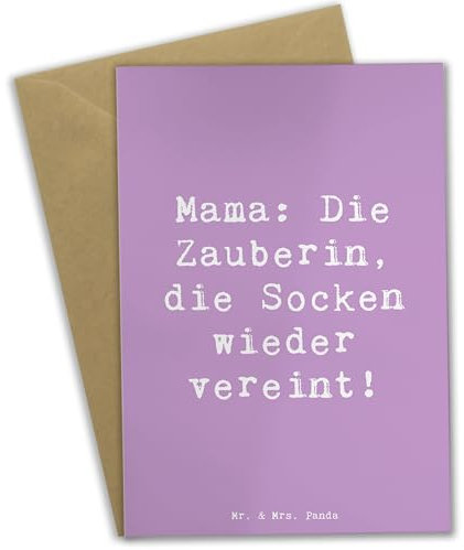 Mr. & Mrs. Panda Beileidskarte Spruch Mama Zauberin - Geschenk, Socken, Verwandte, Mutterschaft, vereinen, Grußkarten, persönliche Erinnerungen, osterkarte, firmungskarte, Familie, weihnachtskarten