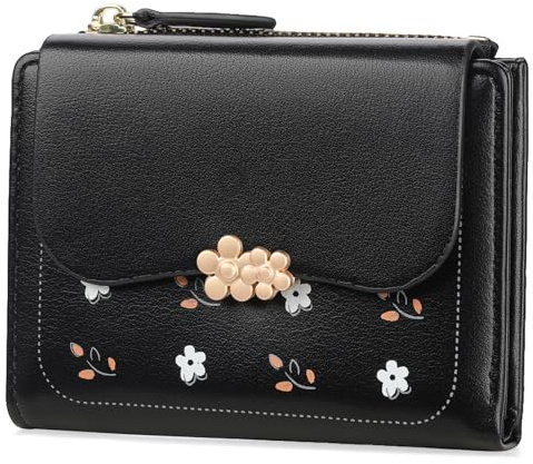 FALAN MULE Geldbörse Damen Klein, Mini Kurzer PU Leder Geldbeutel Damen mit RFID-Schutz, Kleines Portemonnaie mit 8 Kartenfächer und Zipper Münzfach Brieftasche, Portmonee Klein