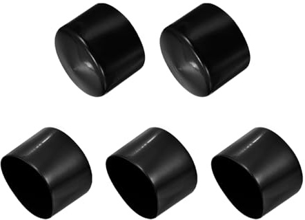 QUARKZMAN 5 Stück Gummi Endkappen 80 mm Kunststoffkappe Gummikappen Schutzkappen Abdeckung Fußkappen für Stuhlbeine Tischbeine Schrauben Bolzen Gewinde Metallstäbe Rohr Zaunpfosten Schwarz