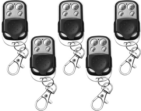 5Pcs 433.92 MHz Universal Garage Door Remote Control,Gate Opener Cloning Wireless Key Fob with 4 Buttons Duplicate Remote Control Key Fob for Garage Doors,Roller Shutters,Electric Gates,Car Alarms