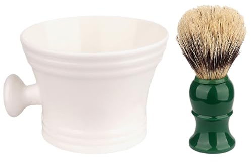 Kit blaireau à raser - Savon à raser - Bol à mousse à raser - Bol à raser - Avec brosse à raser - Créez une crème à raser riche pour les hommes