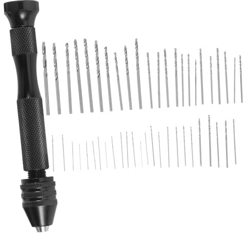 VILLCASE Taladro Manual de Metal con 30 Brocas Surtidas, Diseño Compacto, Fácil de Llevar y Guardar, para Perforar Nuez y Ámbar de Juego en Exterior
