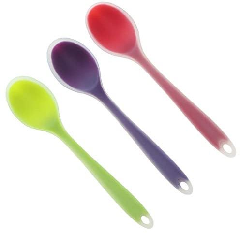 misppro Lot de 3 cuillères semi-transparentes en silicone pour café, thé, soupe, lait, ustensiles de cuisine
