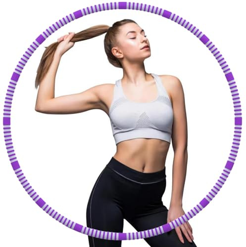 Shynova Hula Hoop - Aro para adultos: 0,9 kg Hoola Hullahub para principiantes para adelgazar, deporte, fitness, entrenamiento, contorno de vientre, 8 segmentos, extraíble reorganizar, color morado y