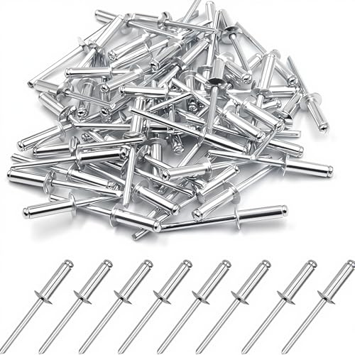 ALLY-MAGIC Aluminium Blindnieten, Kuppelkopf Popnieten, Pop Nieten Stahlniete 4×10 mm, 50 Stück Silber Alu Blindnieten für Blech Industrie Holzbearbeitung E21-YTCXMD