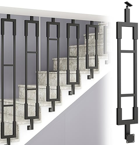 Set di corrimano per scale regolabili lateralmente in ferro battuto nero moderno set di corrimano per scale da interni personalizzabili e ruotabili a 270°, altezza 110 cm
