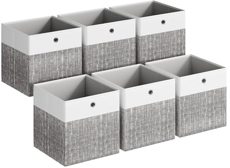 SONGMICS Aufbewahrungsbox 6er Set, Aufbewahrungskorb, 33 x 33 x 33 cm