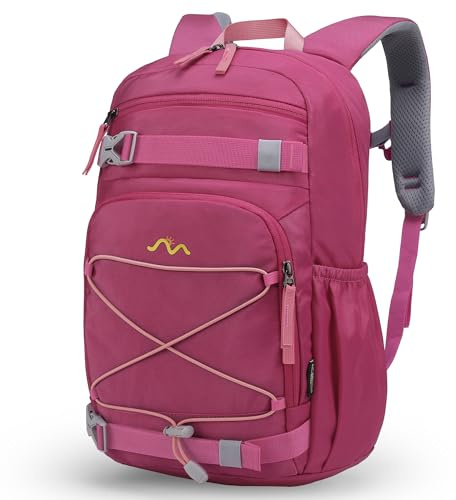 Mountaintop Barnryggsäck 15 l med bröstbälte – lätt skolryggsäck för pojkar och flickor, perfekt för skola och vandring (25 x 14 x 41 cm) – ergonomisk och andningsbar, 15 l bär röd, 15L, Grundläggande
