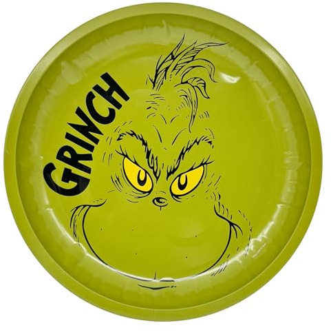 The Grinch Assiette de Noël verte Ø 26 cm en tôle de fer robuste – Assiette à biscuits humoristique pour biscuits, pâtisseries et bonbons – Décoration de Noël Assiette de service pour la période de