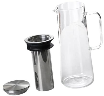 Zanthicia Cafetière à piston avec corps en verre robuste, carafe en verre essentielle avec couvercle hermétique et filtre, bec verseur infuseur à thé, large ouverture et grande capacité