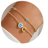 Turandoss armband med bokstäver damer guld födelsesten mars akvamarin armband bokstäver ett hjärta flicka, födelsedagspresent för kvinnor tonåring flicka mamma fru alla hjärtans dag årsdag smycken