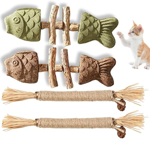 JBLJDWD 4Pcs Silvervine Chew Sticks for Cats, 4-Piece Cat Chewing Sticks with Catnip and Silvervine, Dental Health Support for Feline Companions, Long-Lasting Chew with Natural Ingredients