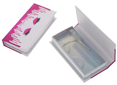 Ciieeo 2 Piezas Estuche para Pestañas Postizas Caja de Pestañas de Papel Púrpura Gran Capacidad Portátil y Protegidas