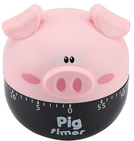 Cute Cartoon Pig Kitchen Timer Mechanical Timers Counters for Cooking Timing Tool, Kitchen Timer Mini Timer 55 Mins Countdown(Pink)