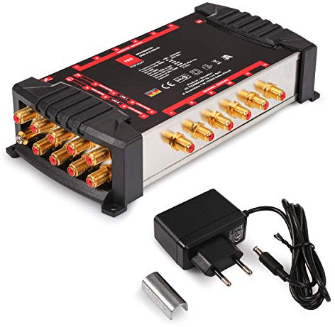 RED OPTICUM OMS 9/12 Pro TR - Conmutador múltiple para recepción de Dos Posiciones de satélite a hasta 12 participantes, contactos Dorados, 4K, 3D, UHD y LNB Quattro